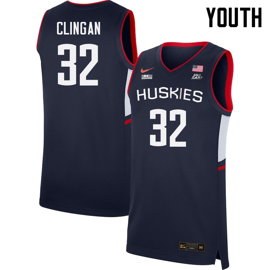 Youth #32 Donovan Clingan Uconn Huskies College 2022-23 Basketball Stitched Jerseys Sale-Navy